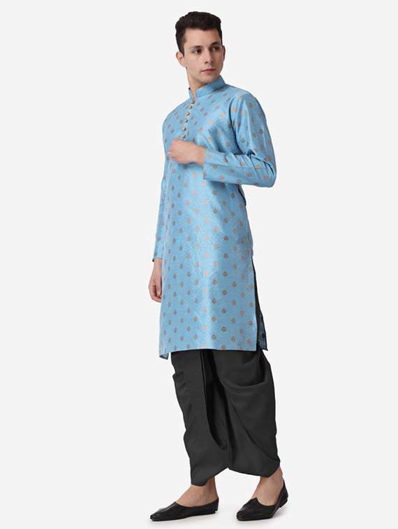 men self design mandarin neck dhoti kurta ethnic wear set - 22026669 -  Standard Image - 1