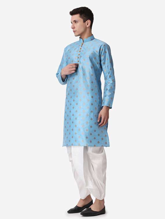 men self design mandarin neck dhoti kurta ethnic wear set - 22026672 -  Standard Image - 1