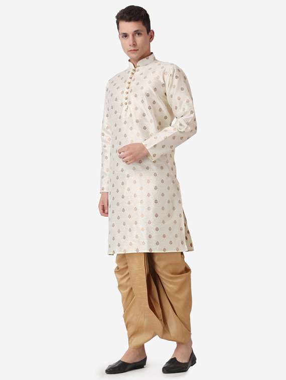 men self design mandarin neck dhoti kurta ethnic wear set - 22026674 -  Standard Image - 1