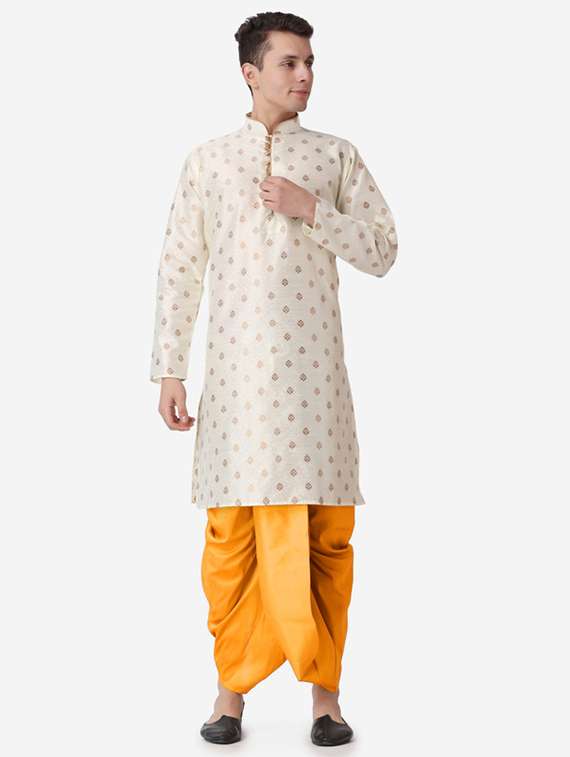 men self design mandarin neck dhoti kurta ethnic wear set - 22026675 -  Standard Image - 1