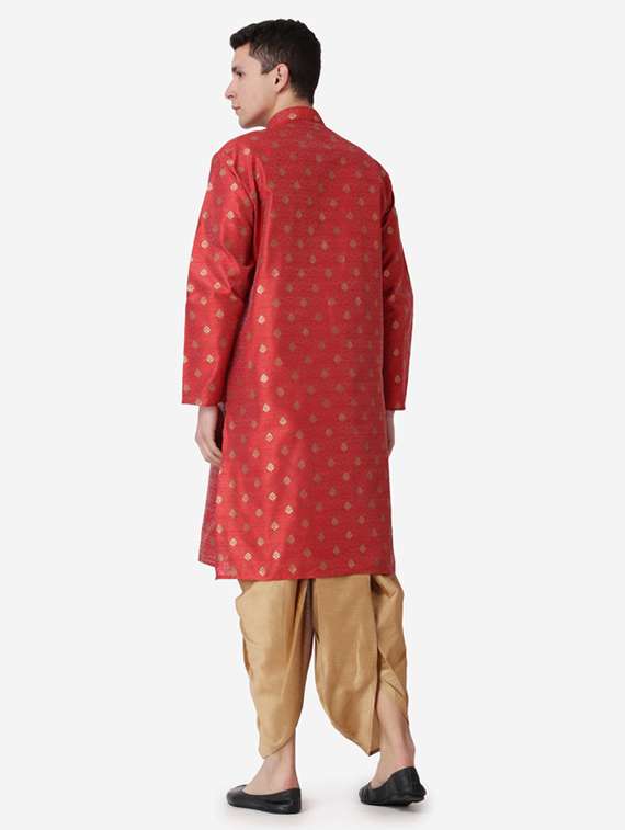 men self design mandarin neck dhoti kurta ethnic wear set - 22026678 -  Standard Image - 1