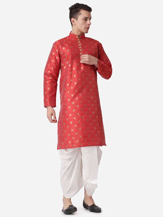 men self design mandarin neck dhoti kurta ethnic wear set - 22026680 -  Standard Image - 1