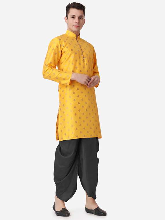 men self design mandarin neck dhoti kurta ethnic wear set - 22026681 -  Standard Image - 1