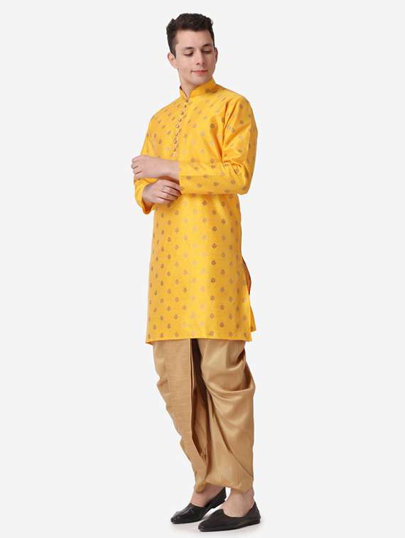 men self design mandarin neck dhoti kurta ethnic wear set - 22026682 -  Standard Image - 1