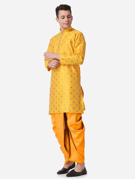 men self design mandarin neck dhoti kurta ethnic wear set - 22026683 -  Standard Image - 1