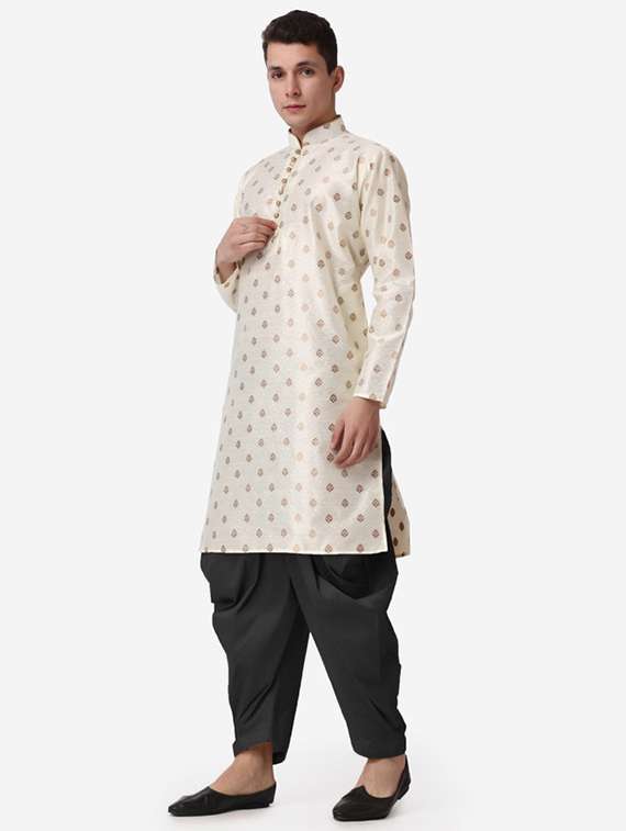 men self design mandarin neck dhoti kurta ethnic wear set - 22026693 -  Standard Image - 1