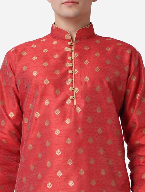 men self design mandarin neck dhoti kurta ethnic wear set - 22026699 -  Standard Image - 4