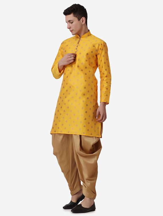 men self design mandarin neck dhoti kurta ethnic wear set - 22026702 -  Standard Image - 1