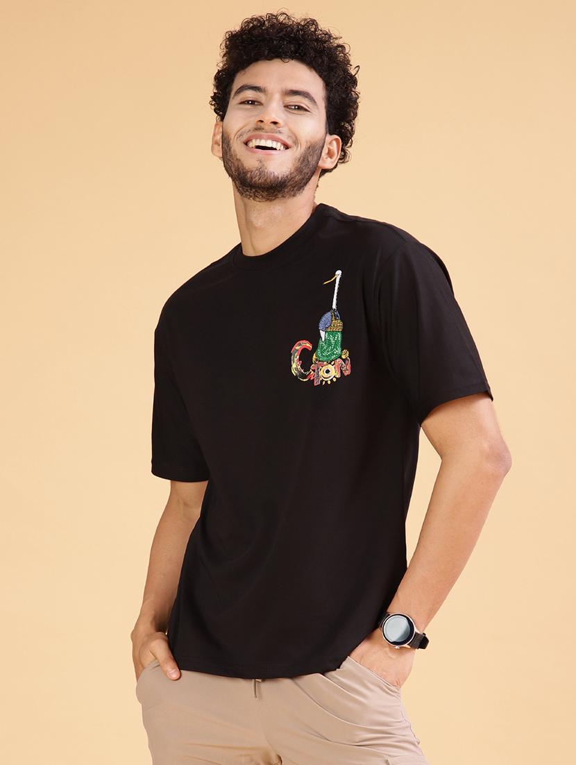 men front & back print round neck regular fit t-shirt - 22026981 -  Standard Image - 1