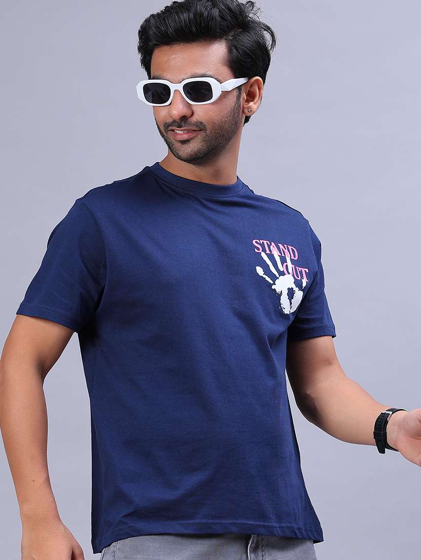 Men Front & Back Print Round Neck Regular Fit T-shirt - 22026982 -  Standard Image - 1
