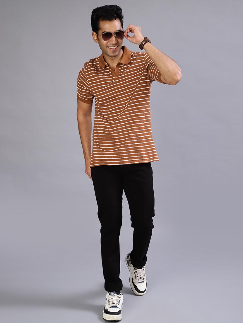 men striped short sleeve regular fit polo t-shirt - 22026991 - Standard Image - 4