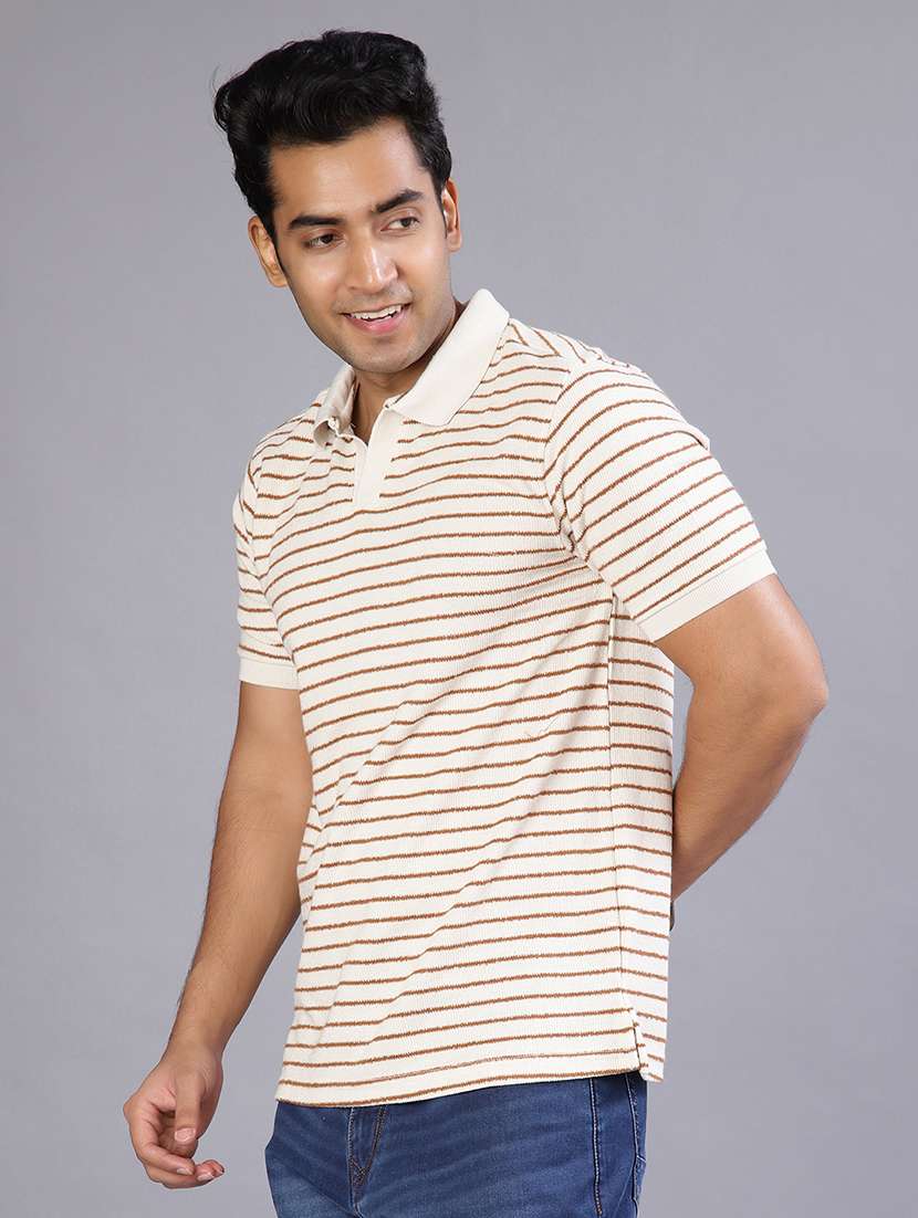 men striped short sleeve regular fit polo t-shirt - 22026992 -  Standard Image - 1