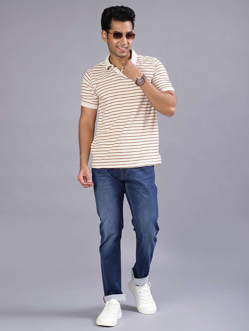 men striped short sleeve regular fit polo t-shirt - 22026992 -  Standard Image - 4