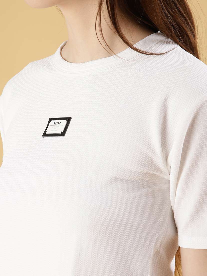 women solid short sleeve regular fit crop t-shirt - 22027030 -  Standard Image - 4