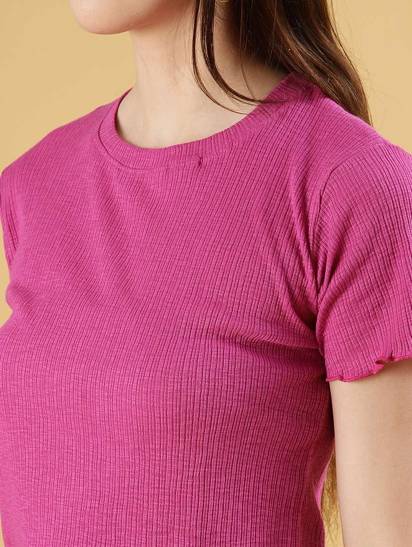 women solid short sleeve regular fit t-shirt - 22027033 -  Standard Image - 4