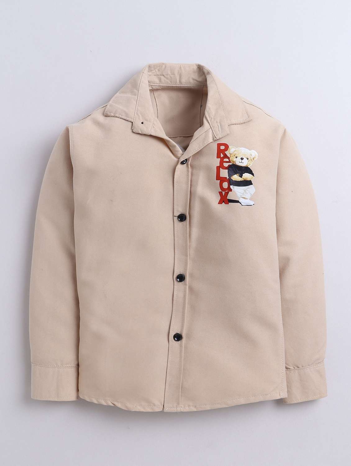 boys solid collared long sleeve shirt - 22027042 -  Standard Image - 1