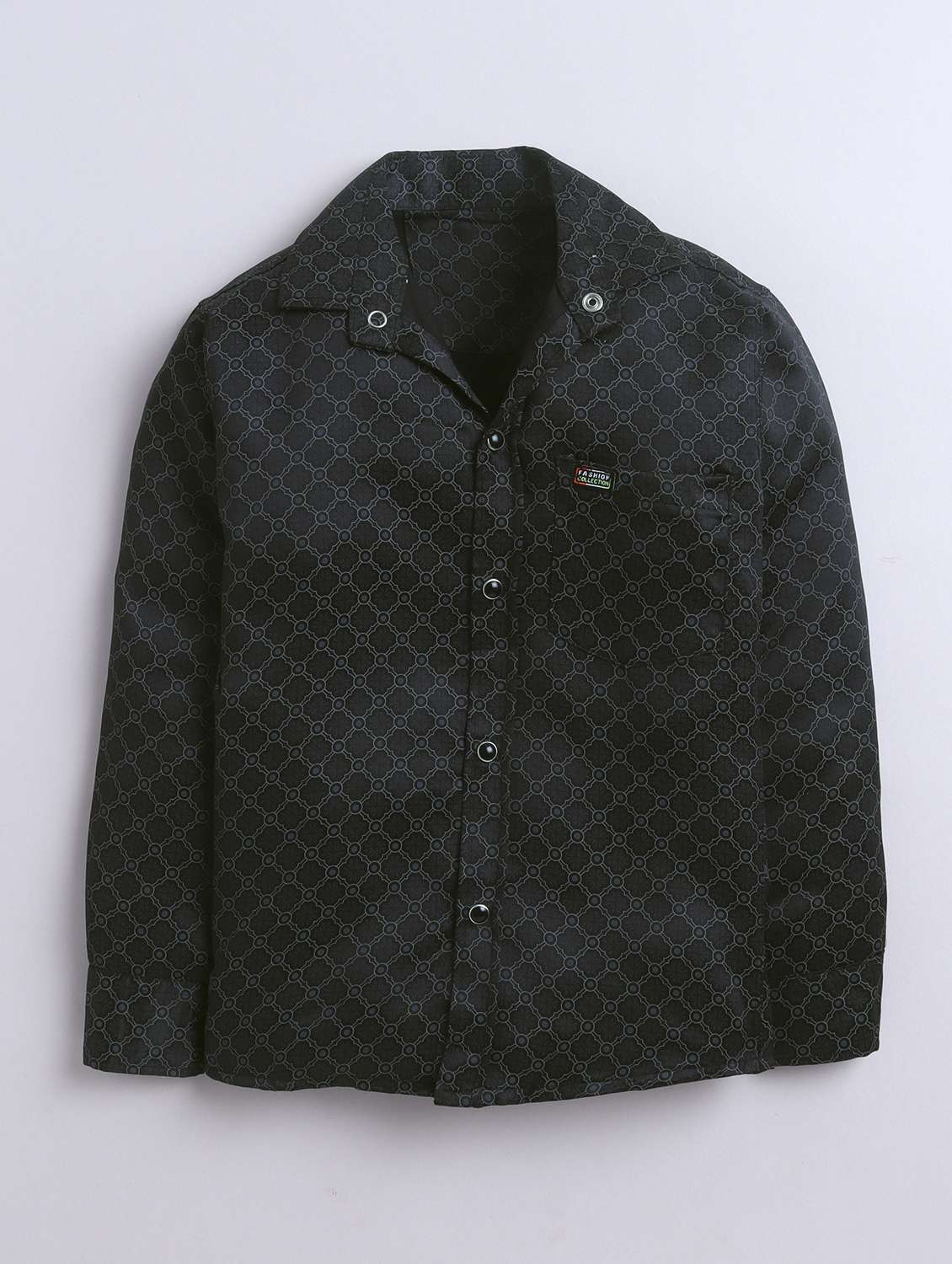 boys printed collared long sleeve shirt - 22027054 -  Standard Image - 1