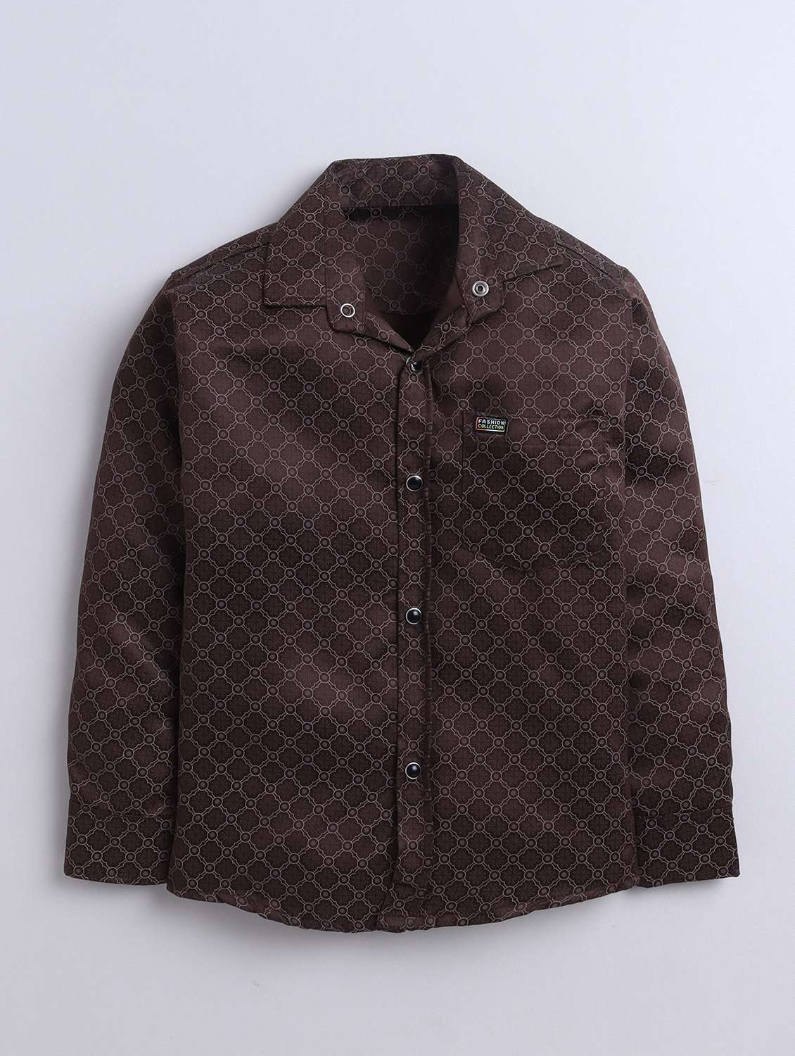 boys printed collared long sleeve shirt - 22027056 -  Standard Image - 1