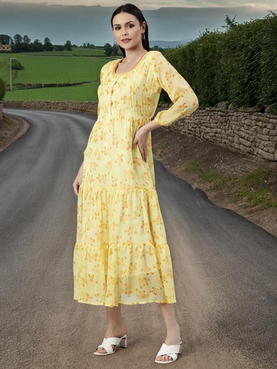 women floral print long sleeve tiered dress - 22027091 -  Standard Image - 1