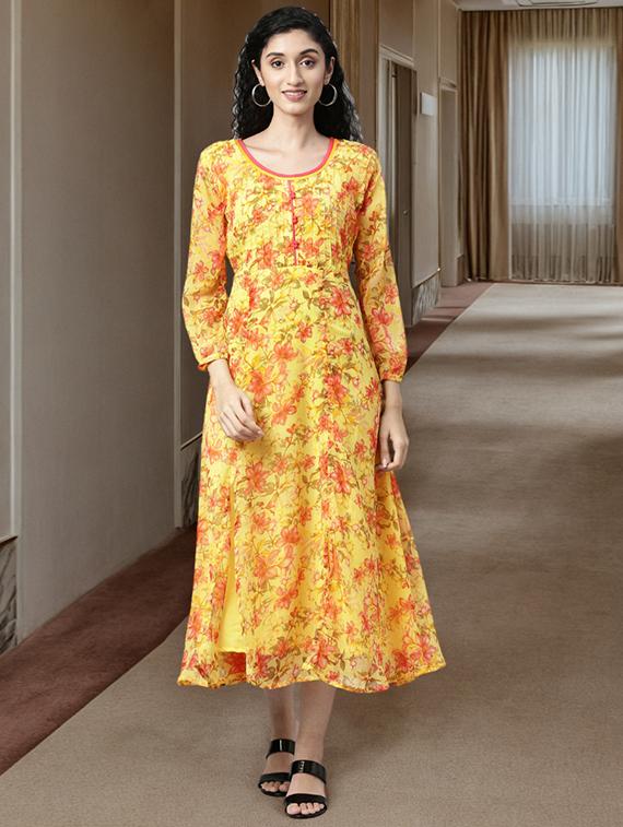 women floral print long sleeve fit & flare dress - 22027092 - Standard Image - 1