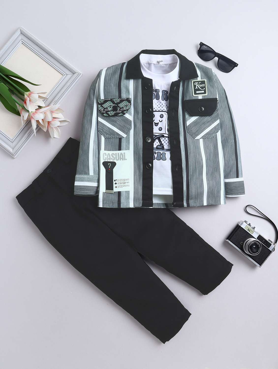 boys striped long sleeve full length set 