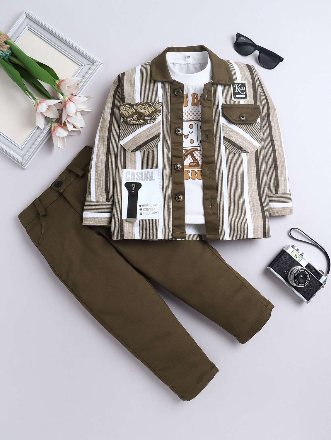 boys striped long sleeve full length set - 22027101 - Zoom Image - 0