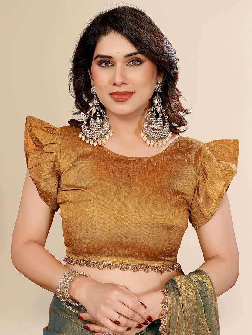 women solid with bordered embellished saree with blouse - 22027111 -  Standard Image - 4