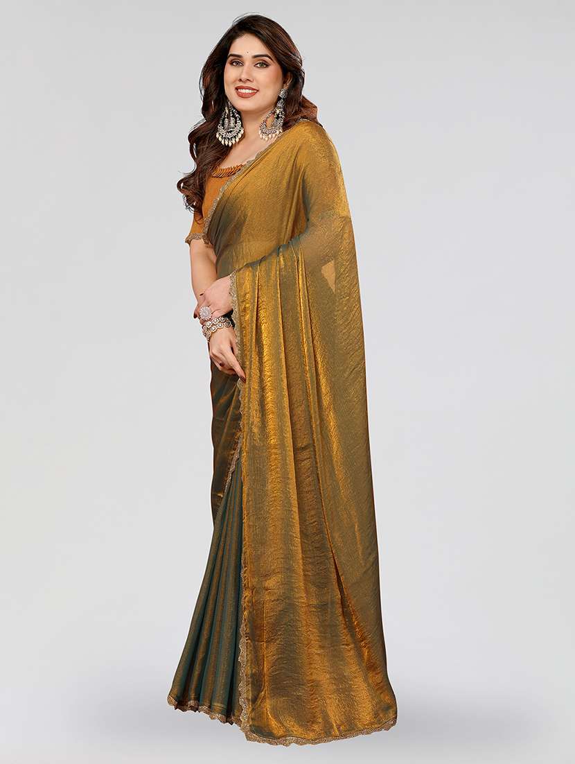 women solid with bordered embellished saree with blouse - 22027113 -  Standard Image - 1