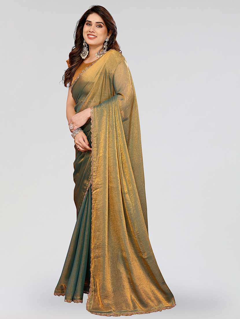 women solid with bordered embellished saree with blouse - 22027117 -  Standard Image - 1