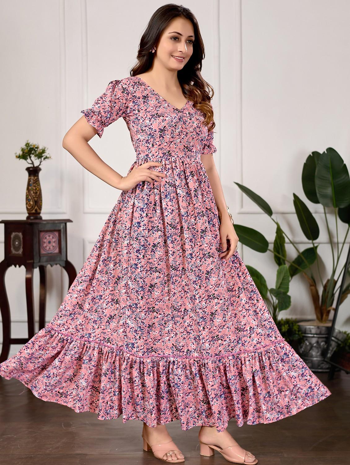women floral print puff sleeve tiered maxi dress - 22027131 -  Standard Image - 1