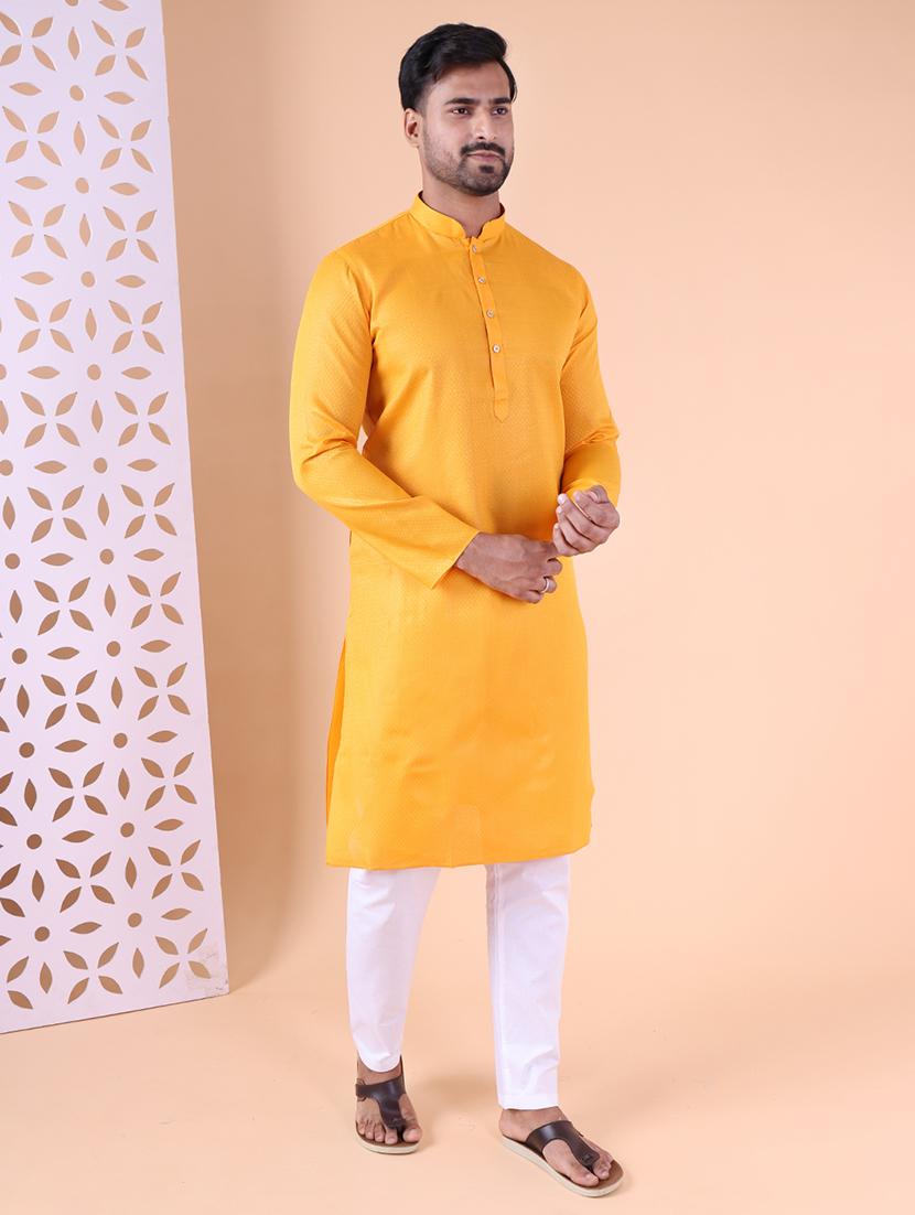 men solid mandarin neck kurta pyjama ethnic wear set - 22027371 -  Standard Image - 1