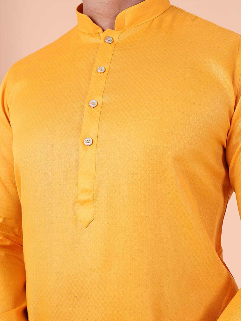 men solid mandarin neck kurta pyjama ethnic wear set - 22027371 - Standard Image - 4