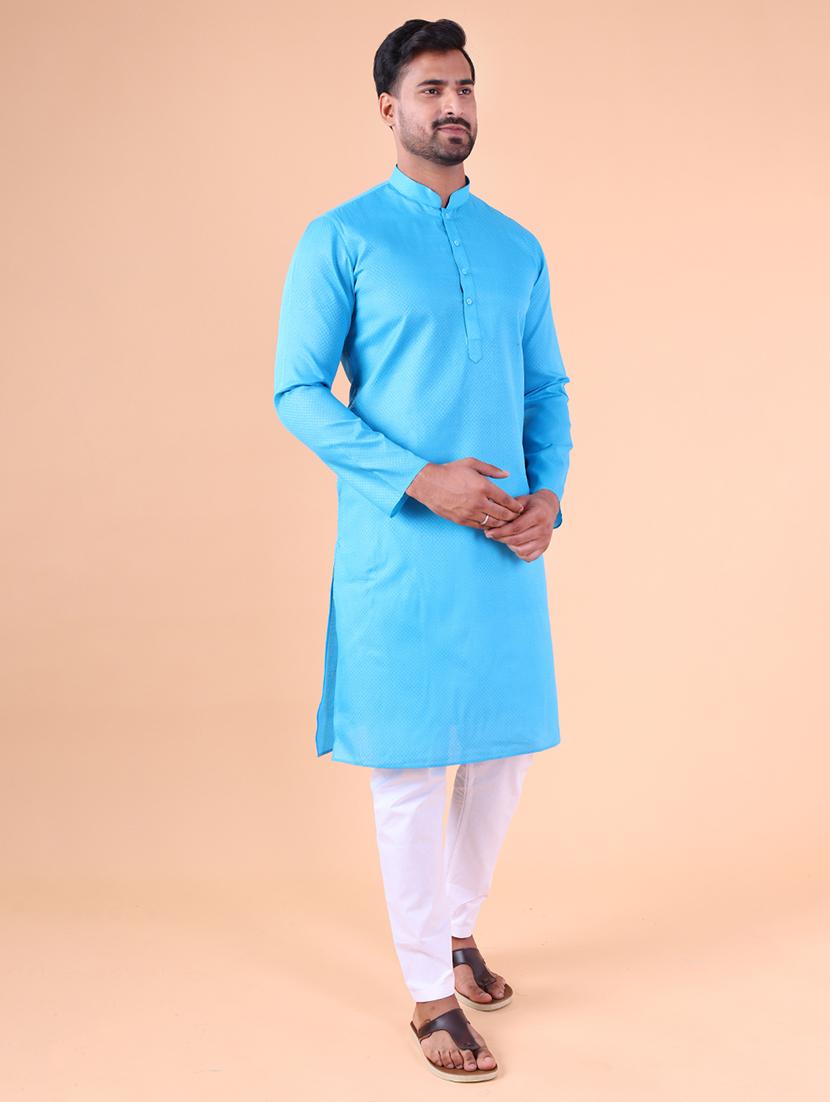 men solid mandarin neck kurta pyjama ethnic wear set - 22027372 -  Standard Image - 1