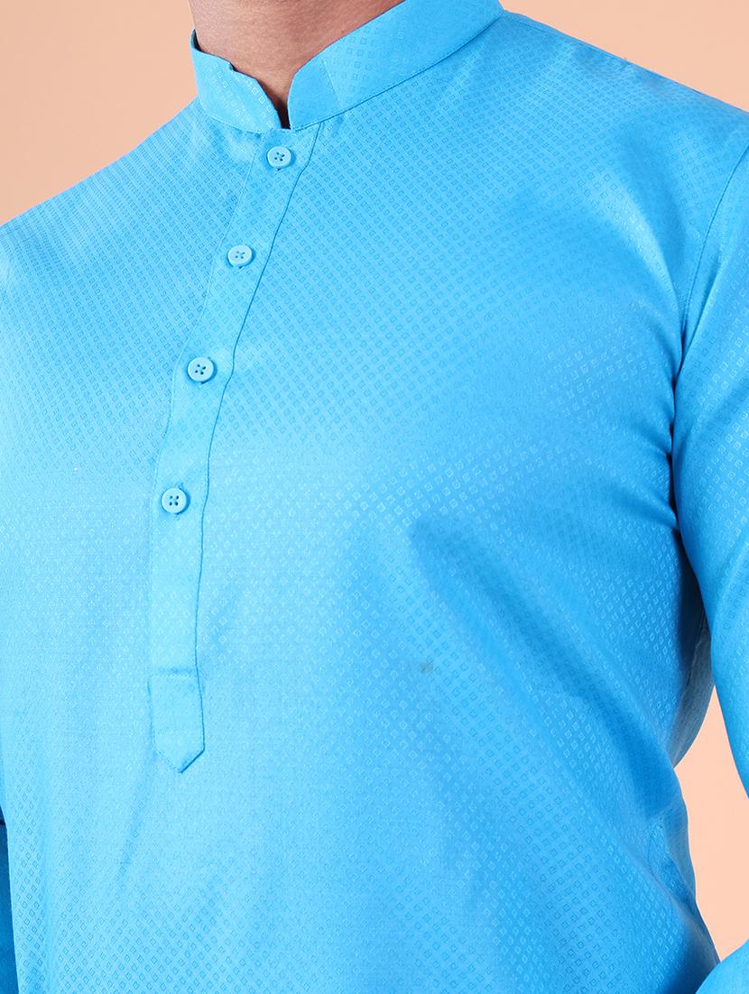 men solid mandarin neck kurta pyjama ethnic wear set - 22027372 - Standard Image - 4
