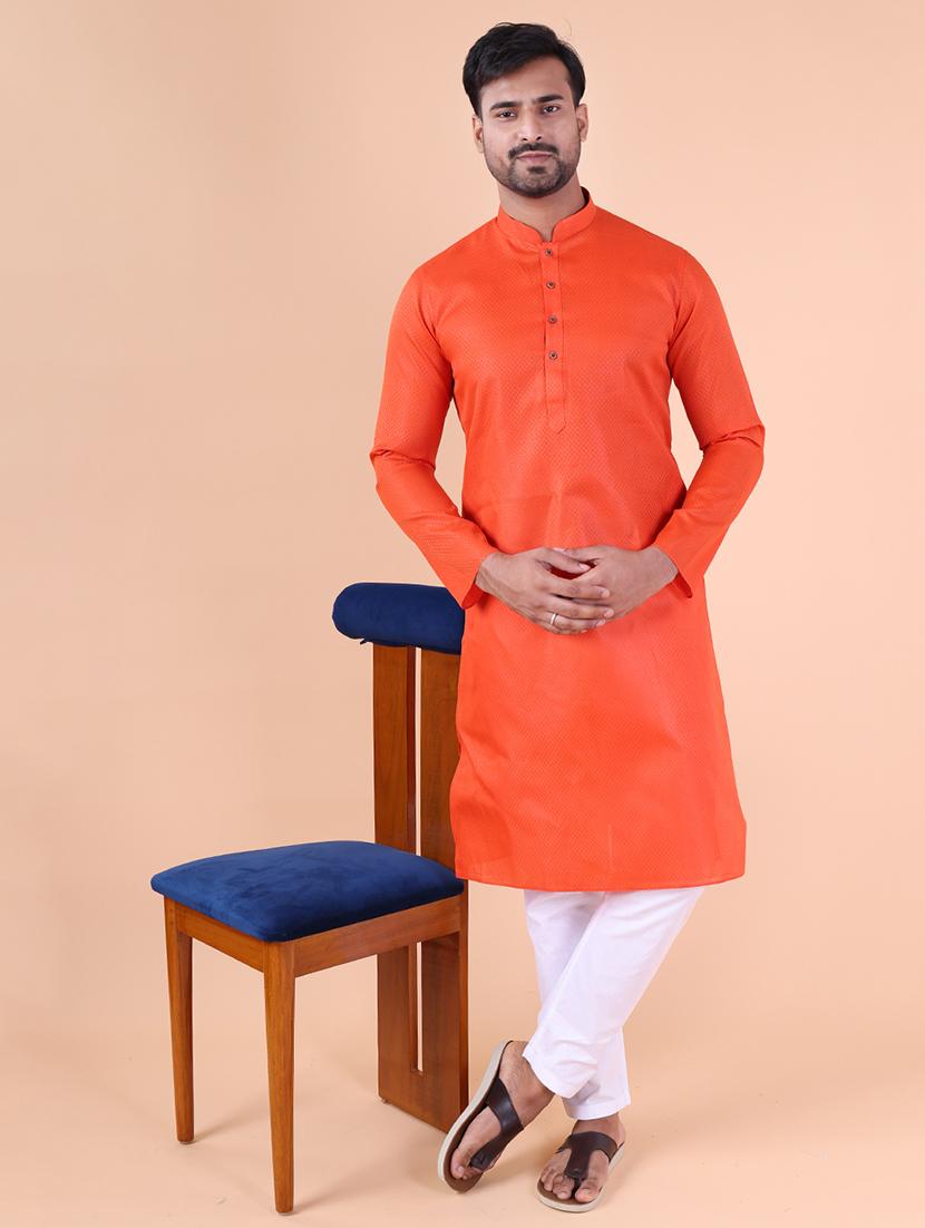 men solid mandarin neck kurta pyjama ethnic wear set - 22027373 - Zoom Image - 0