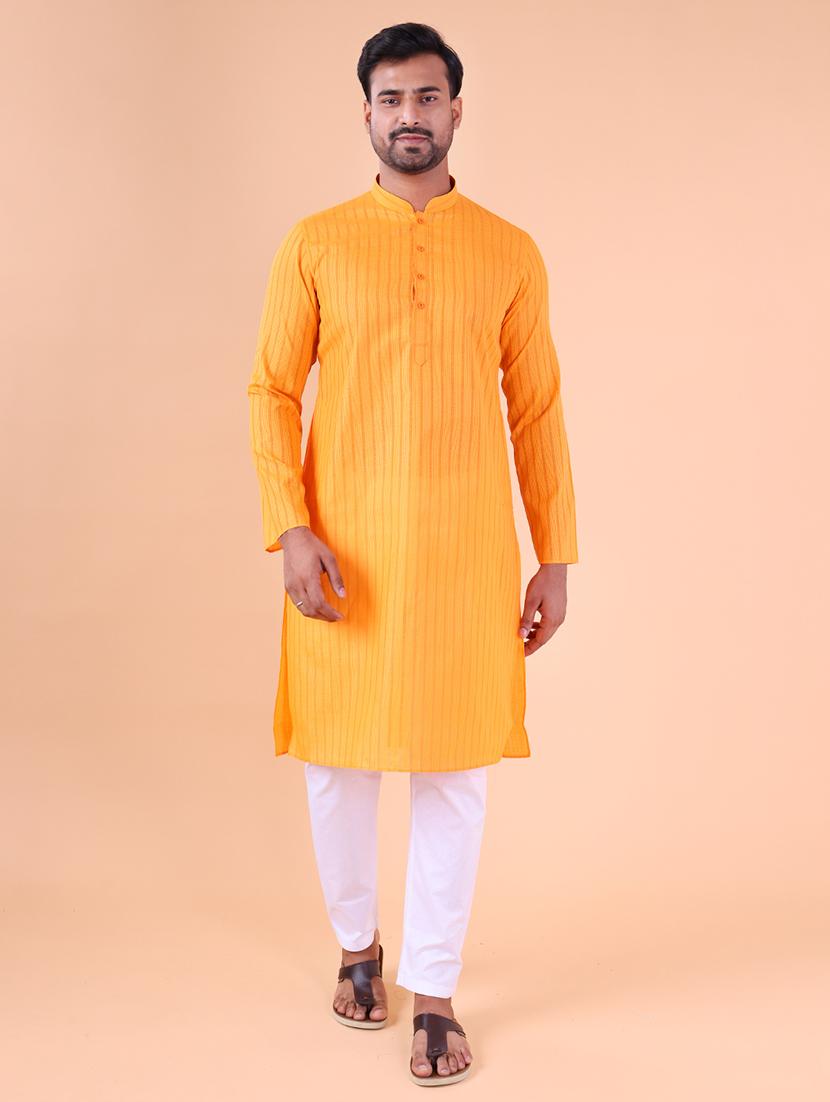 men striped mandarin neck kurta pyjama ethnic wear set - 22027378 -  Standard Image - 1
