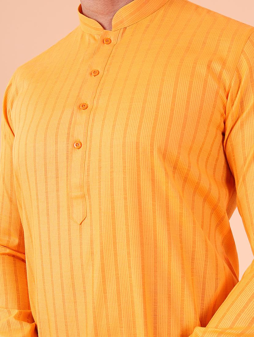 men striped mandarin neck kurta pyjama ethnic wear set - 22027378 - Standard Image - 4