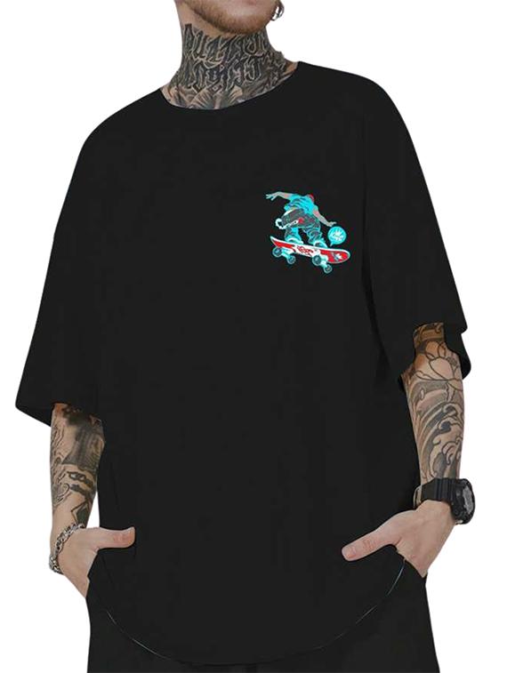 men back & front print short sleeve oversized t-shirt - 22027427 - Standard Image - 1
