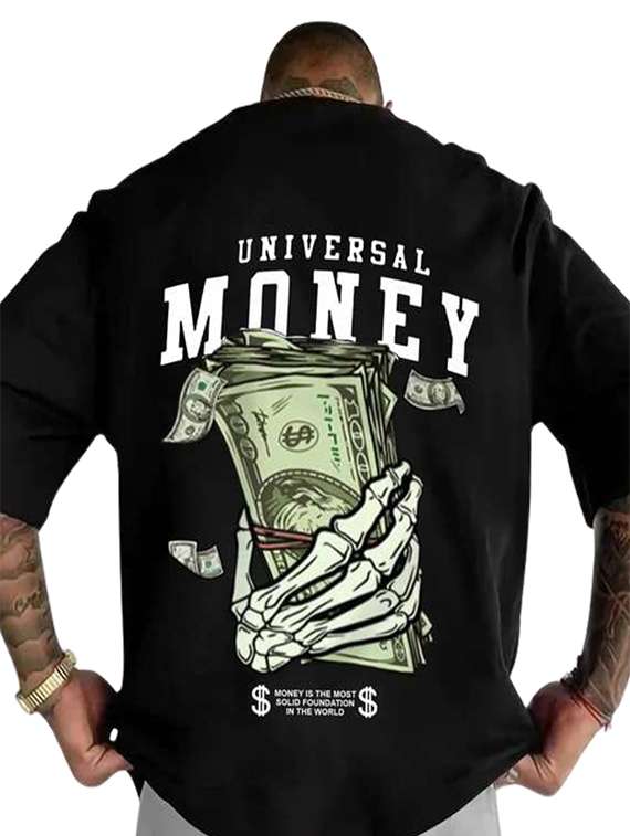 men back & front print short sleeve oversized t-shirt