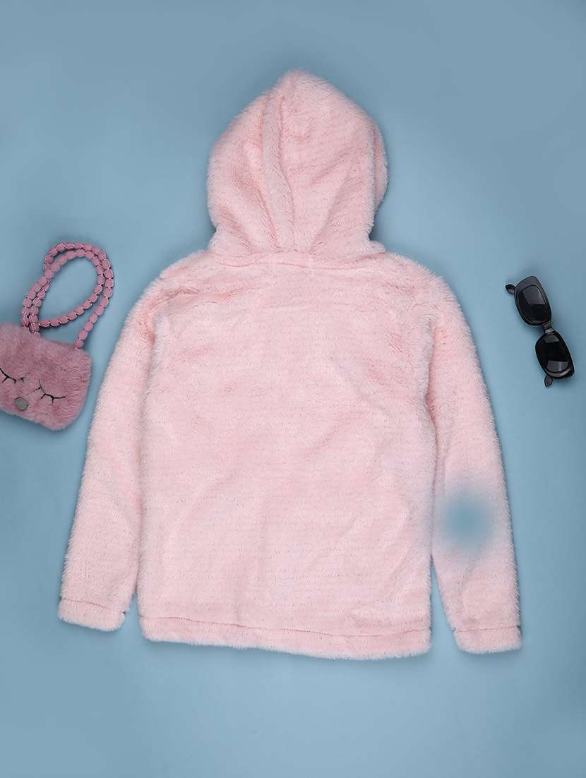 girls solid long sleeve hooded sweatshirt - 22027764 -  Standard Image - 1