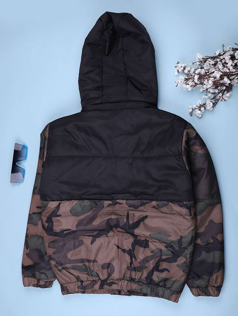 boys printed long sleeve hooded quilted jacket - 22027799 -  Standard Image - 1