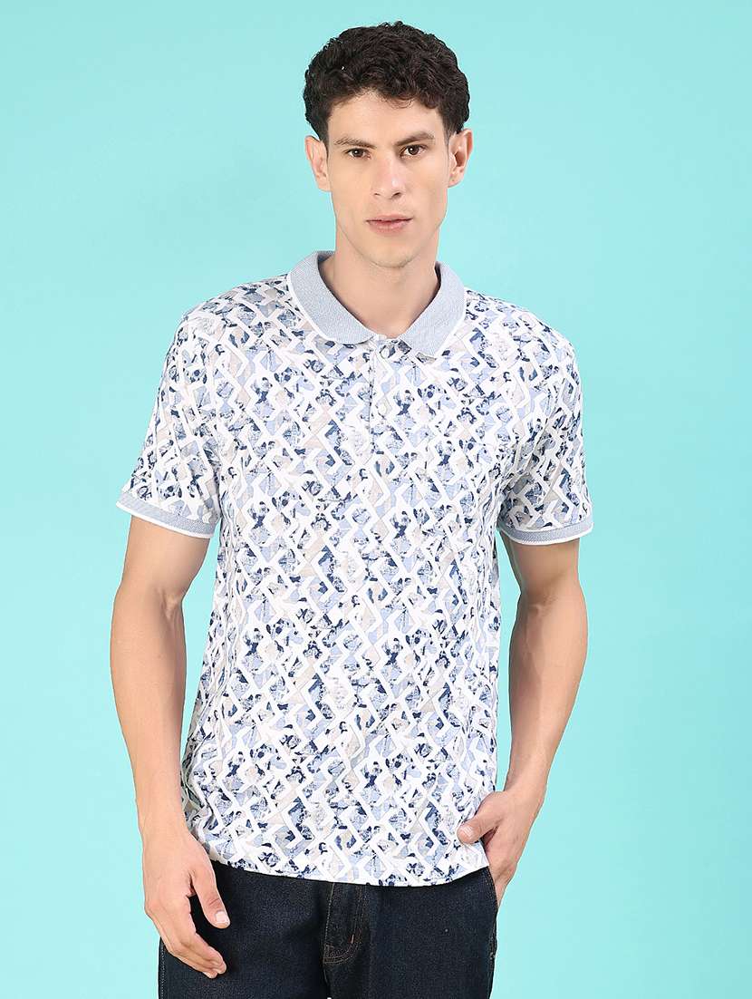 men printed short sleeve regular fit polo t-shirt - 22027846 -  Standard Image - 1