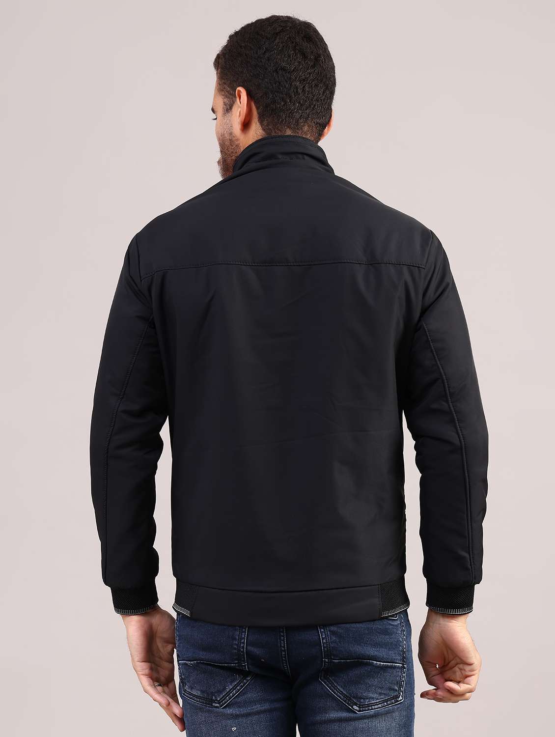 men solid stand collar long sleeve puffer jacket - 22028004 -  Standard Image - 4