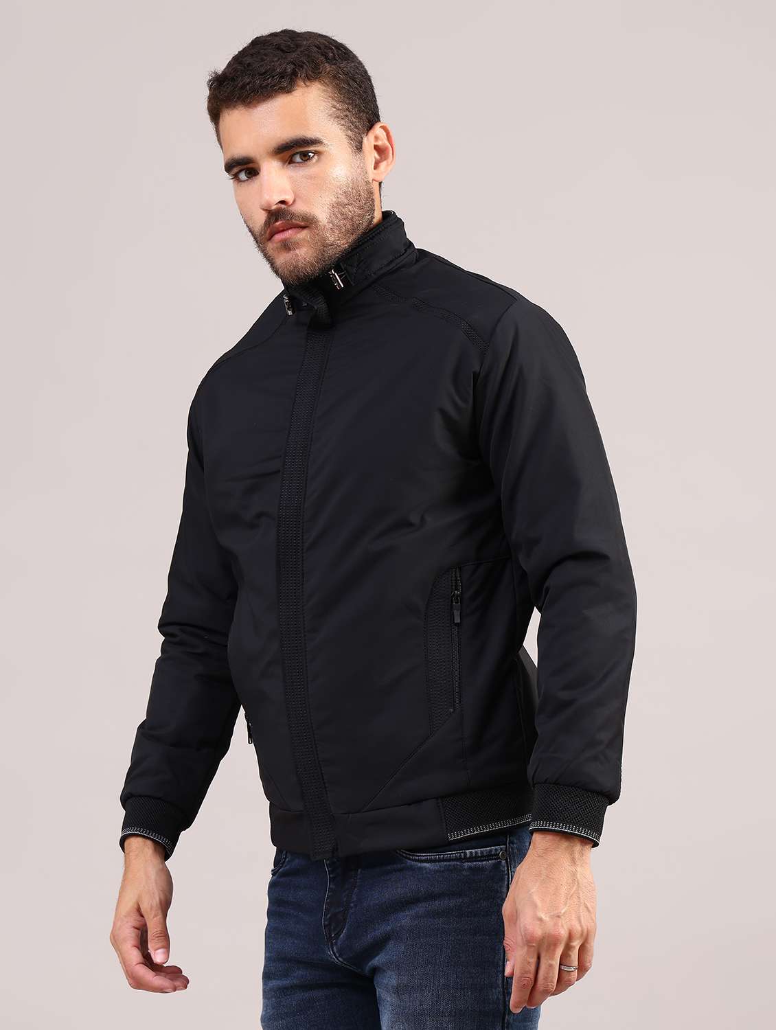 men solid stand collar long sleeve puffer jacket - 22028004 -  Standard Image - 6