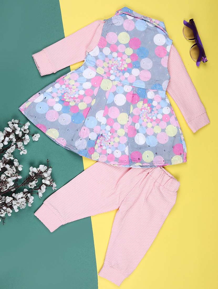 girls printed round neck full length set - 22028030 -  Standard Image - 1