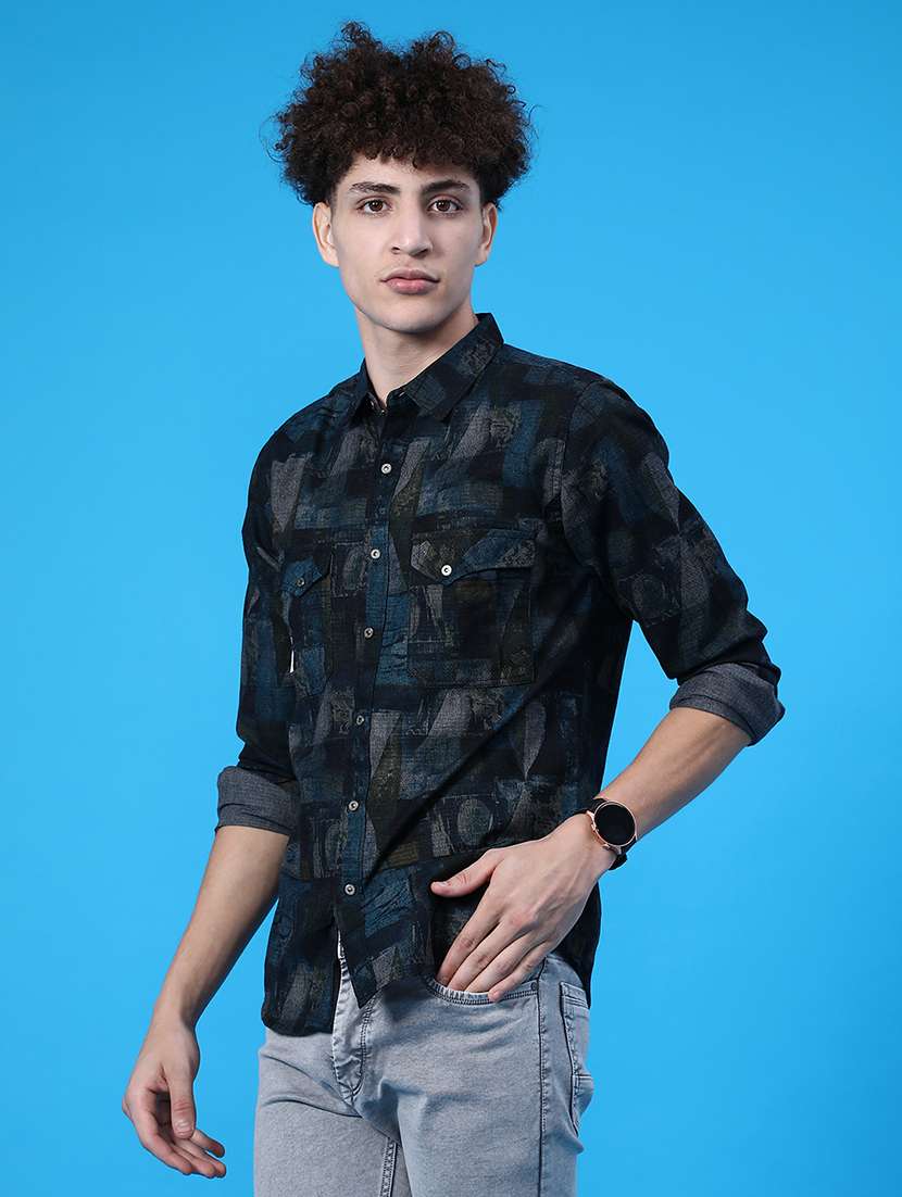 men printed long sleeve regular fit casual shirt - 22028042 -  Standard Image - 1