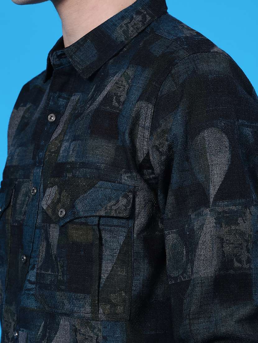 men printed long sleeve regular fit casual shirt - 22028042 -  Standard Image - 4