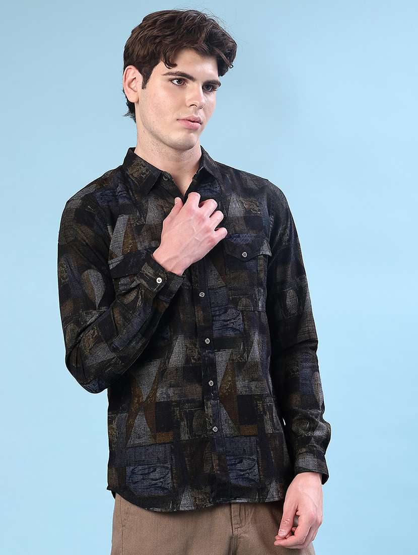 men printed long sleeve regular fit casual shirt - 22028043 -  Standard Image - 1