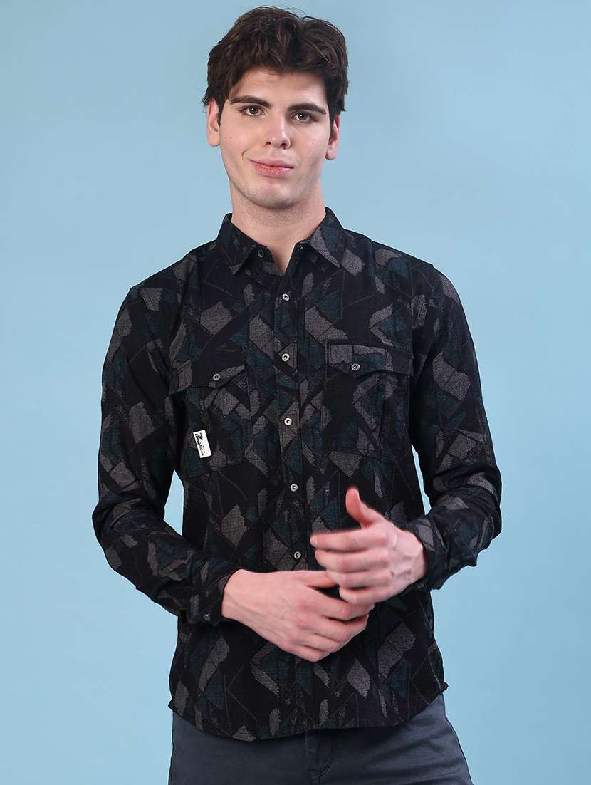 men printed long sleeve regular fit casual shirt - 22028044 -  Standard Image - 1