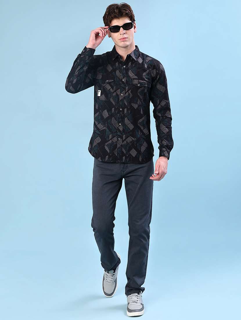 men printed long sleeve regular fit casual shirt - 22028044 -  Standard Image - 4